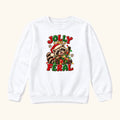 Jolly and Feral Santa Raccoon with Gift — garment mockup or size chart