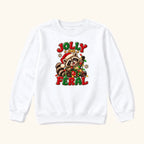 Jolly and Feral Santa Raccoon with Gift — garment mockup or size chart