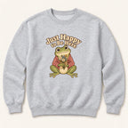 Just Happy to Be Here Frog with Flowers — garment mockup or size chart