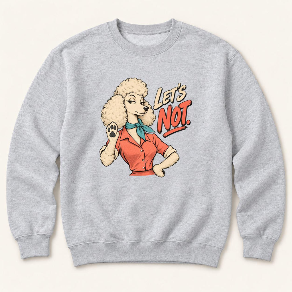 Lets Not Retro Comic Poodle — garment mockup or size chart