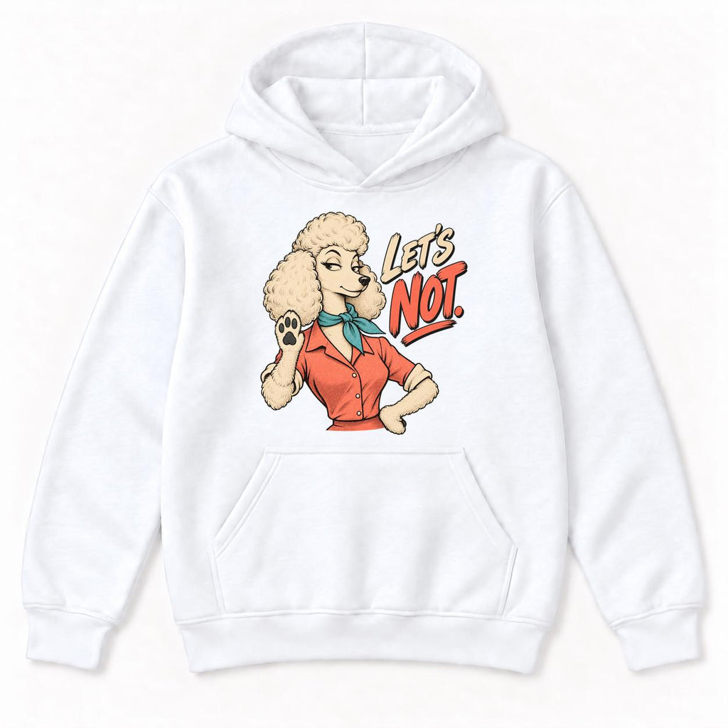 Lets Not Retro Comic Poodle — garment mockup or size chart