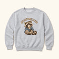 Overstimulated Storybook Raccoon Blue Cardigan — garment mockup or size chart