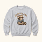 Overstimulated Storybook Raccoon Blue Cardigan — garment mockup or size chart