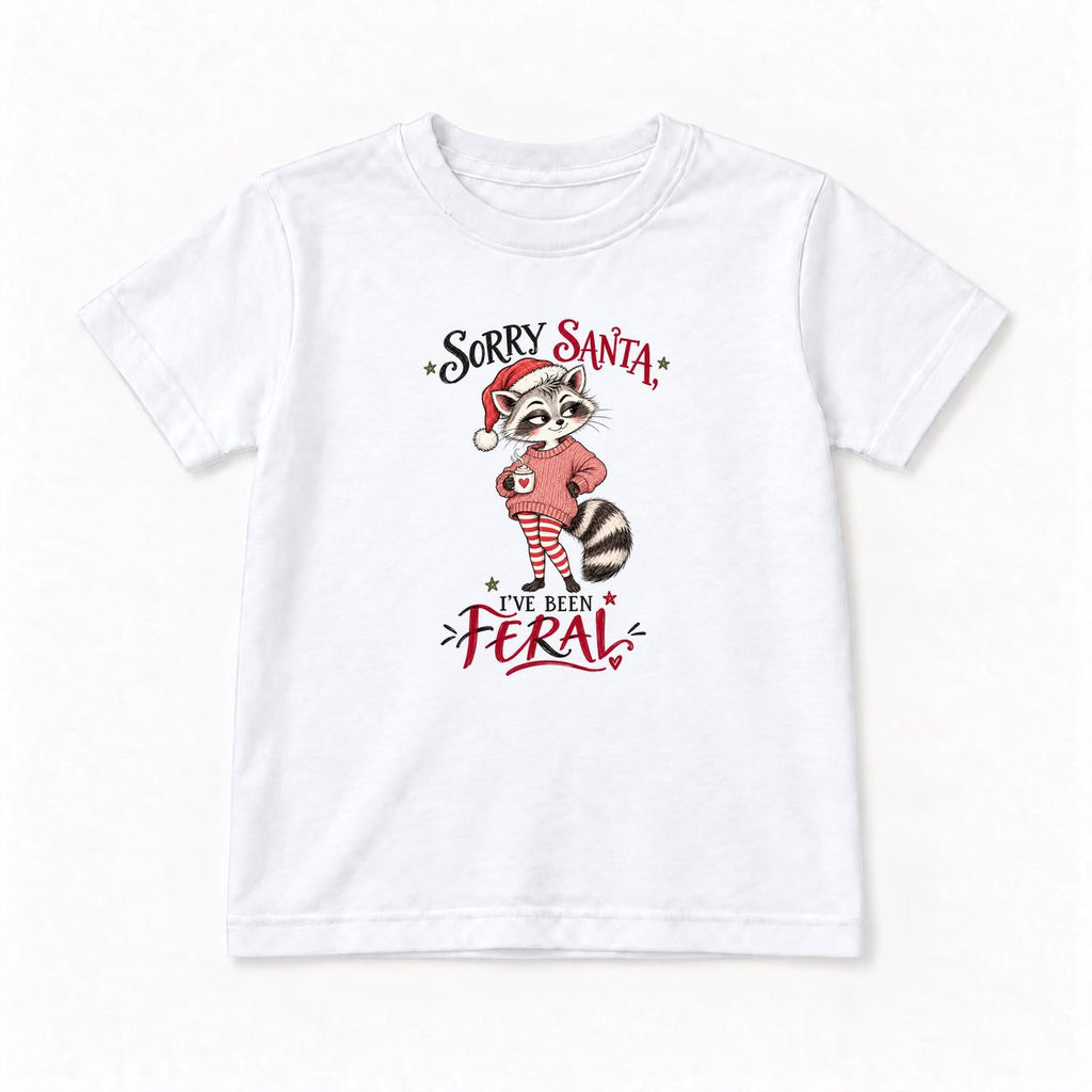Sorry Santa Ive Been Feral Blush Sweater Raccoon — garment mockup or size chart
