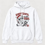 Sorry Santa Ive Been Feral Line Art Raccoon — garment mockup or size chart