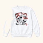 Sorry Santa Ive Been Feral Line Art Raccoon — garment mockup or size chart