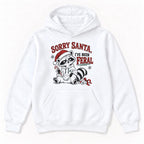 Sorry Santa Ive Been Feral Line Art Raccoon — garment mockup or size chart