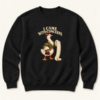 I Came With Concerns Storybook Goose Black — garment mockup or size chart