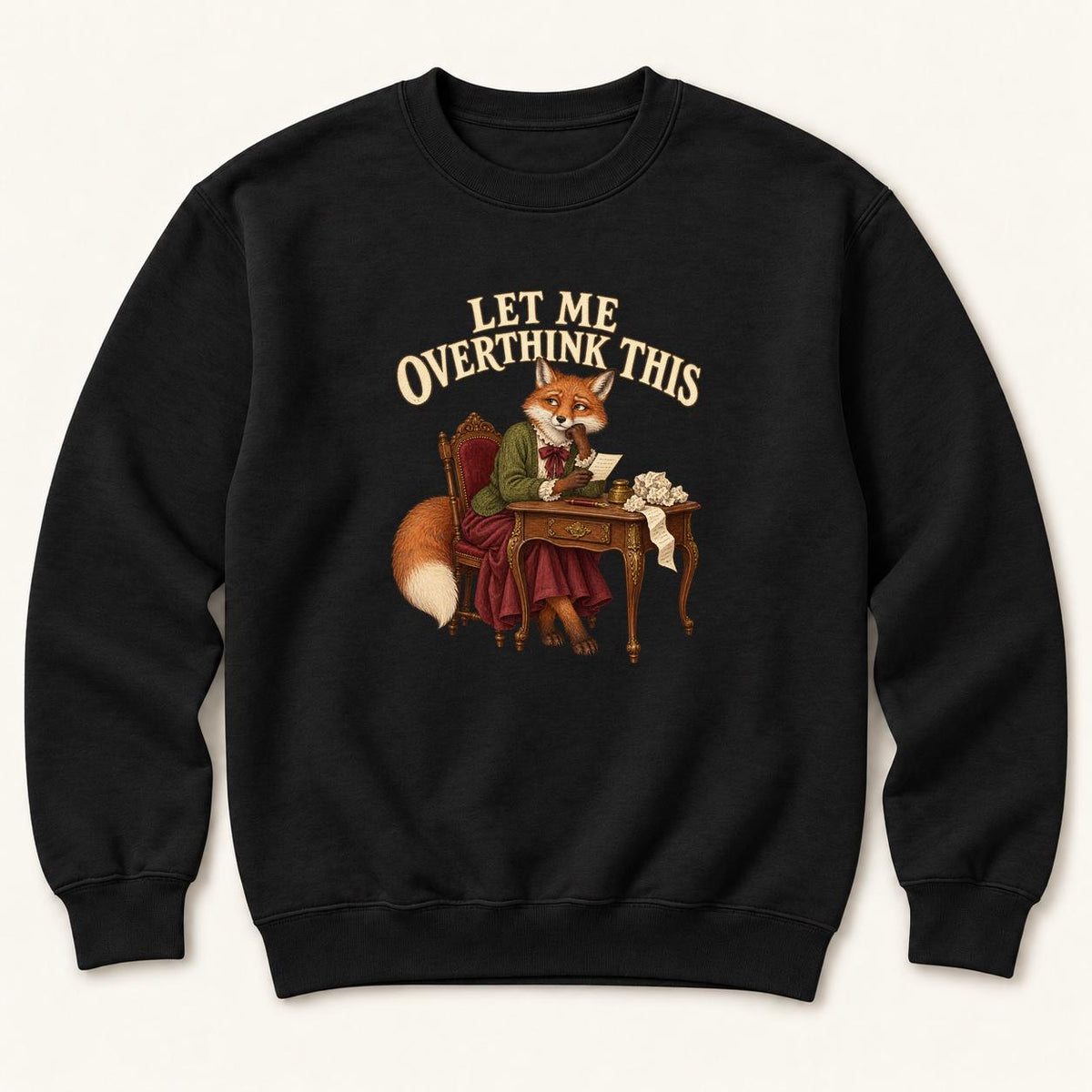 Let Me Overthink This Storybook Fox — garment mockup or size chart