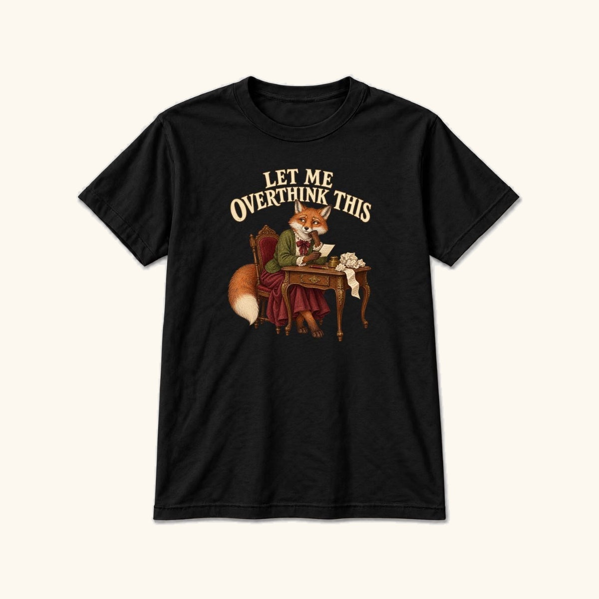 Let Me Overthink This Storybook Fox — garment mockup or size chart