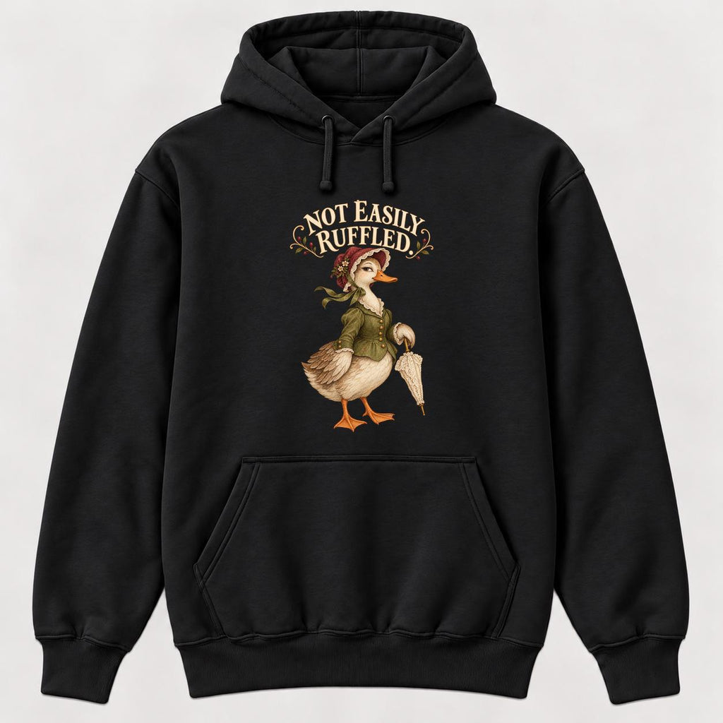 Not Easily Ruffled Storybook Duck — garment mockup or size chart
