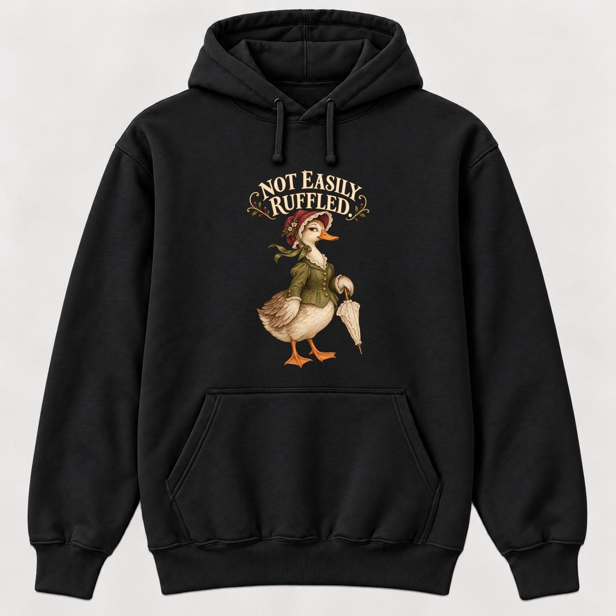 Not Easily Ruffled Storybook Duck — garment mockup or size chart
