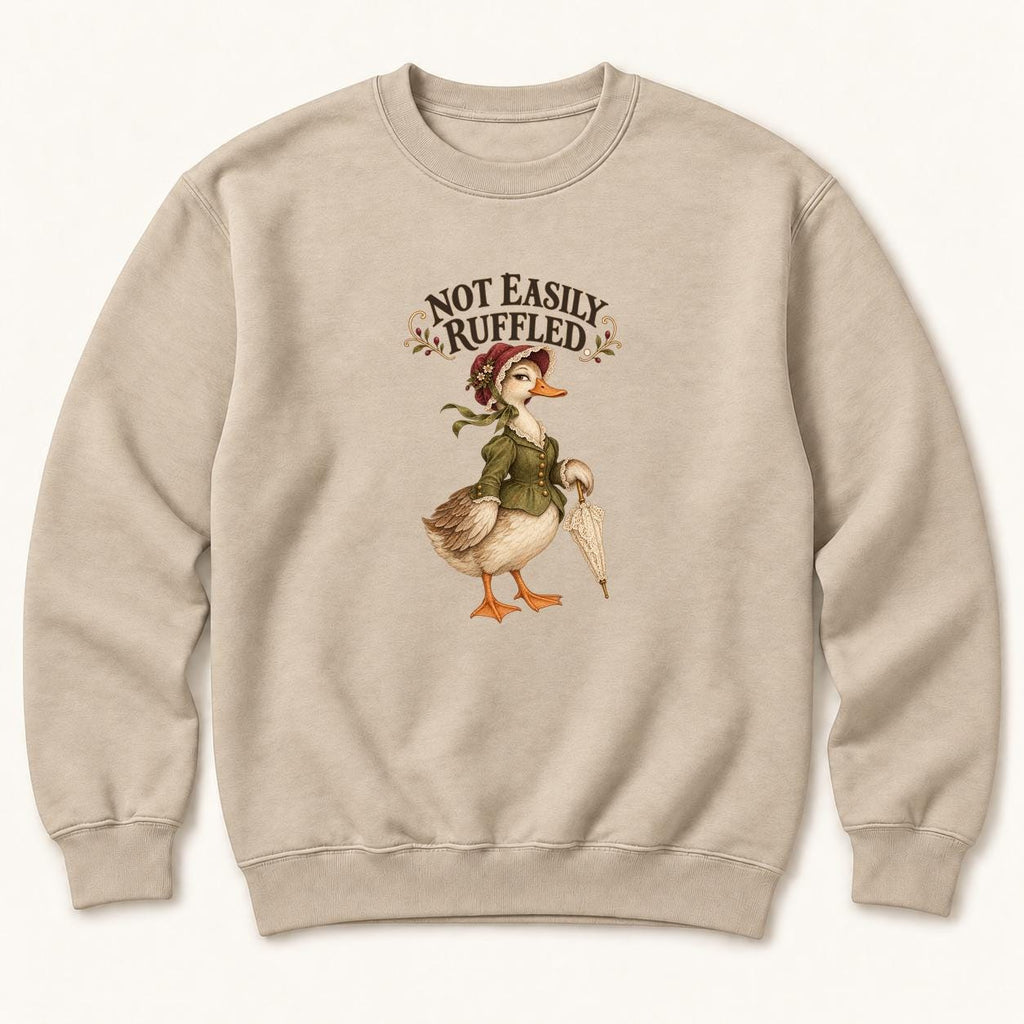 Not Easily Ruffled Storybook Duck — garment mockup or size chart