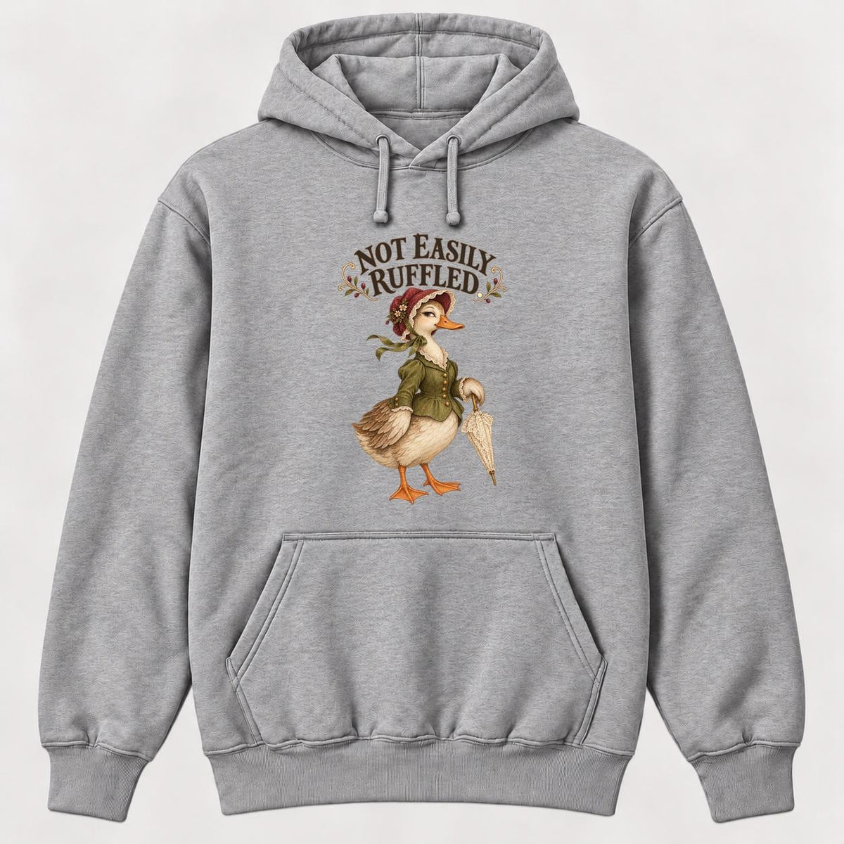 Not Easily Ruffled Storybook Duck — garment mockup or size chart