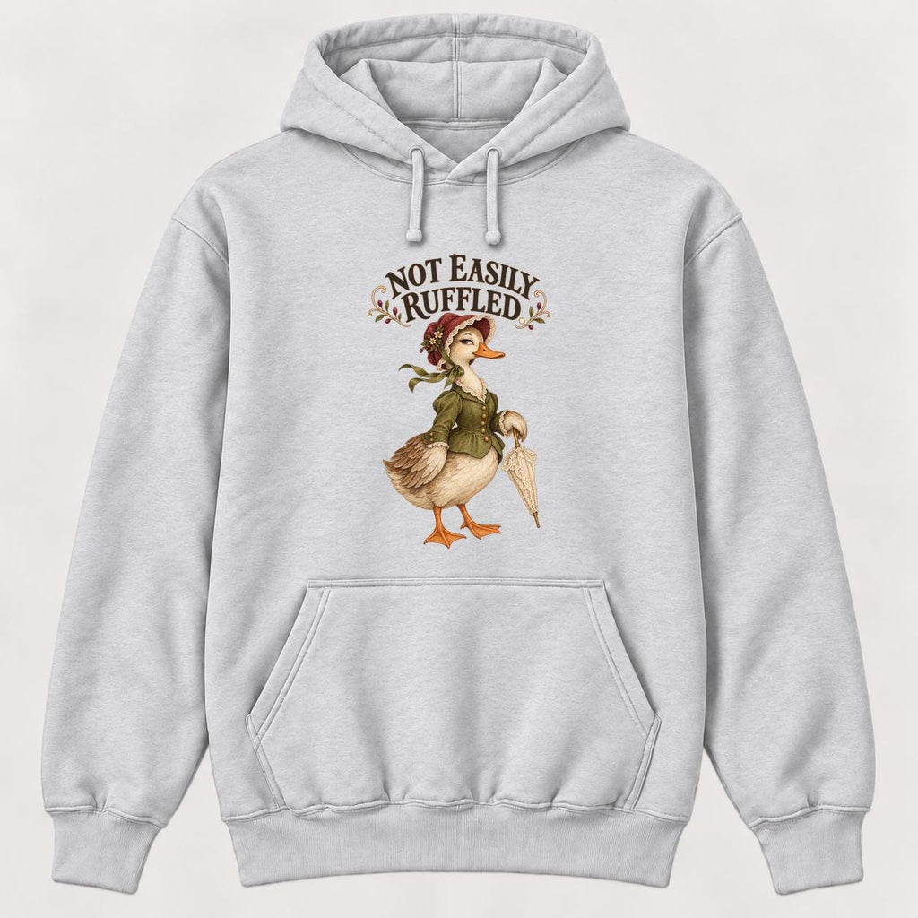 Not Easily Ruffled Storybook Duck — garment mockup or size chart
