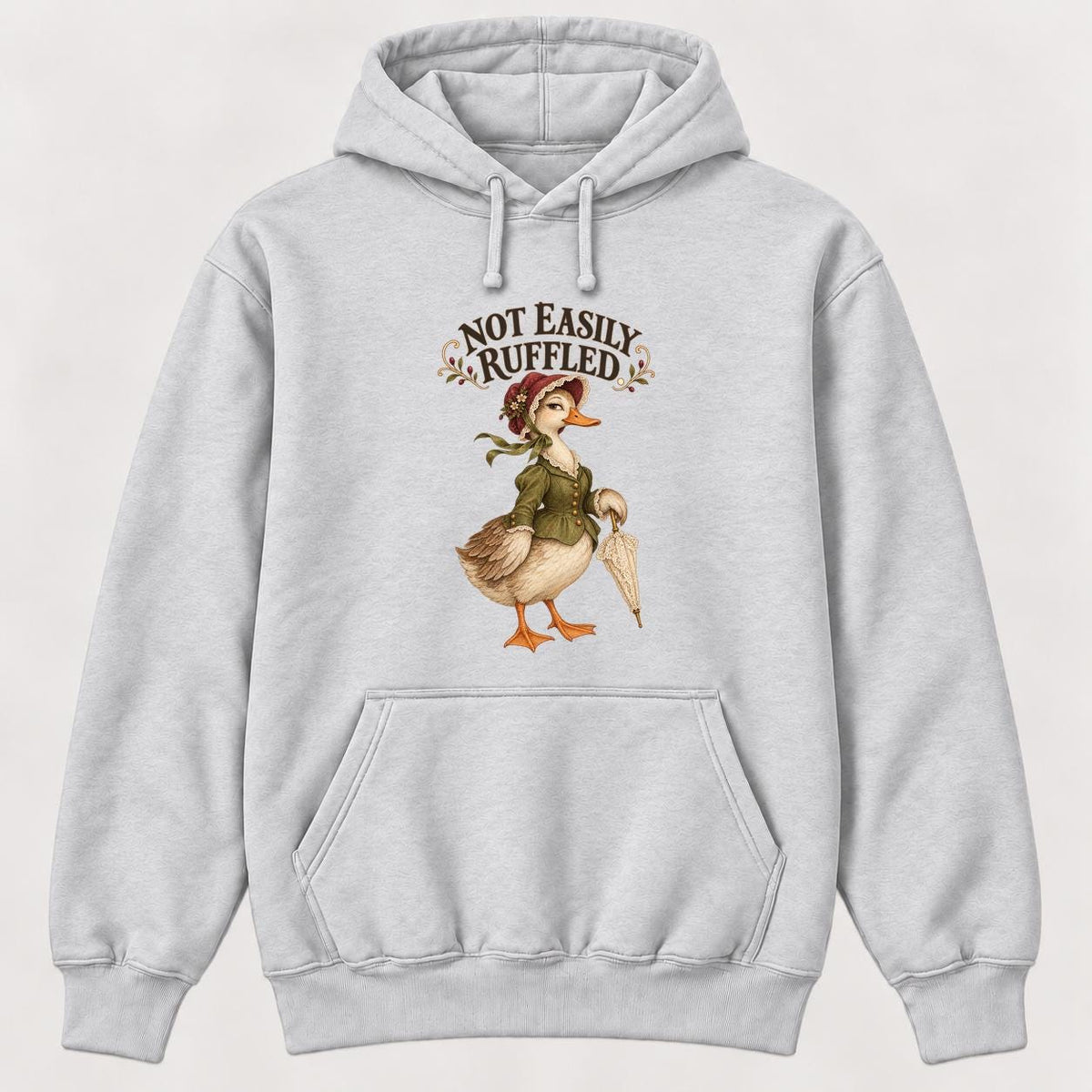 Not Easily Ruffled Storybook Duck — garment mockup or size chart