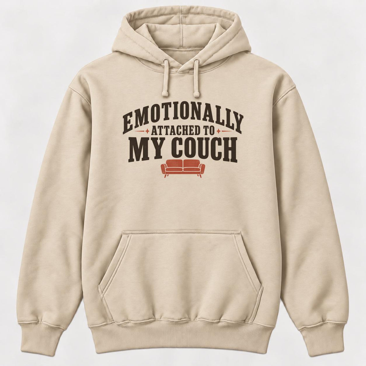 Emotionally Attached to My Couch — garment mockup or size chart