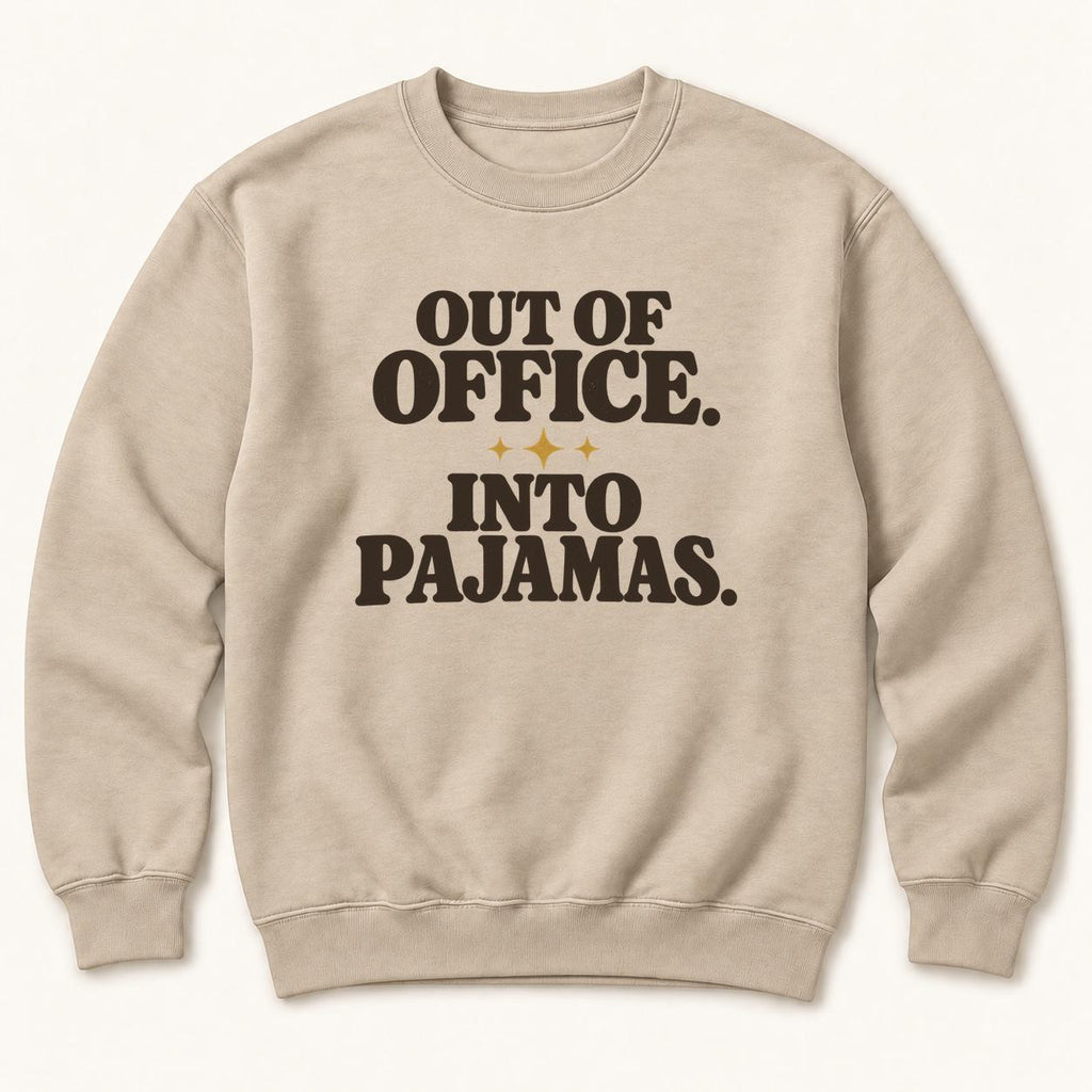 Out of Office, Into Pajamas — garment mockup or size chart