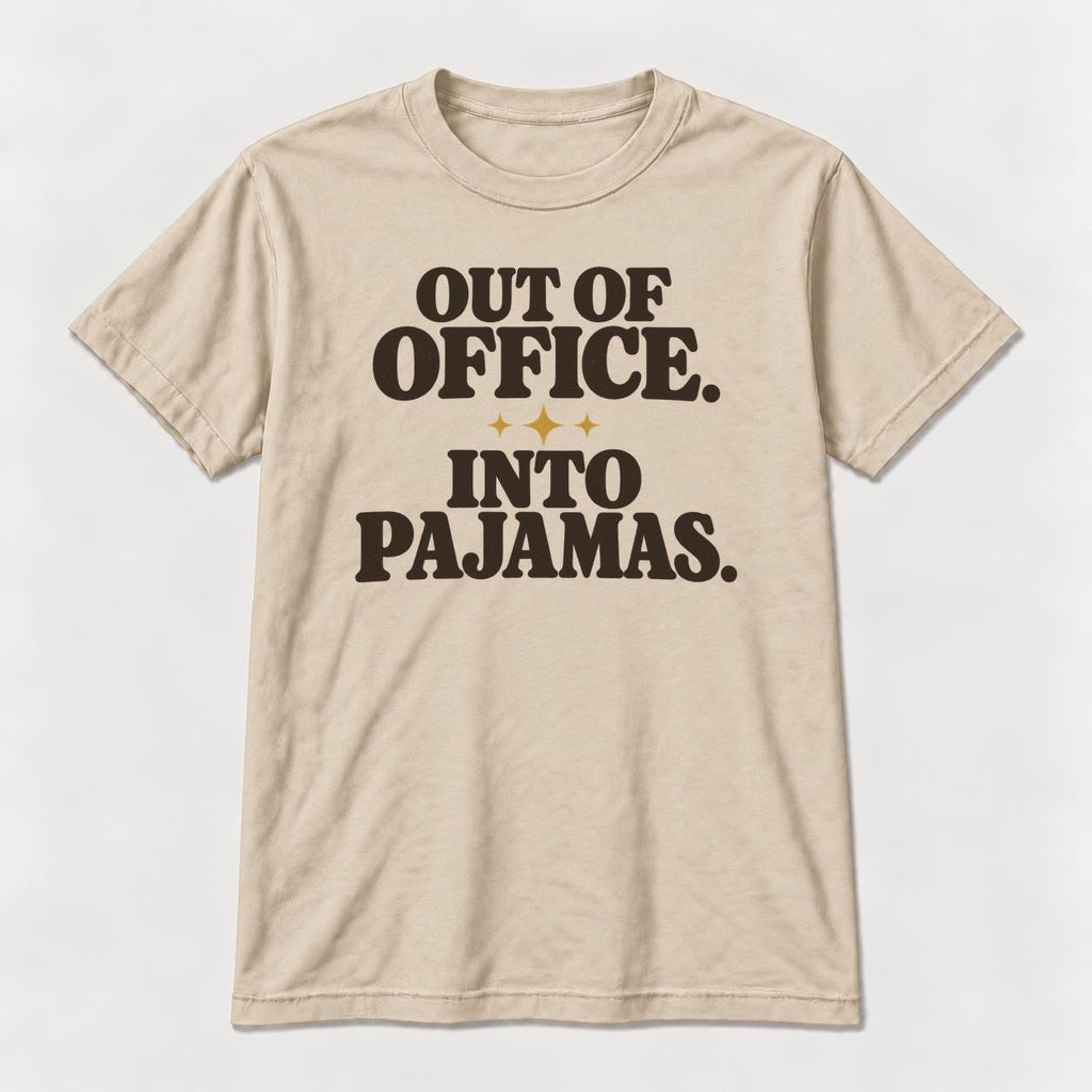 Out of Office, Into Pajamas — garment mockup or size chart
