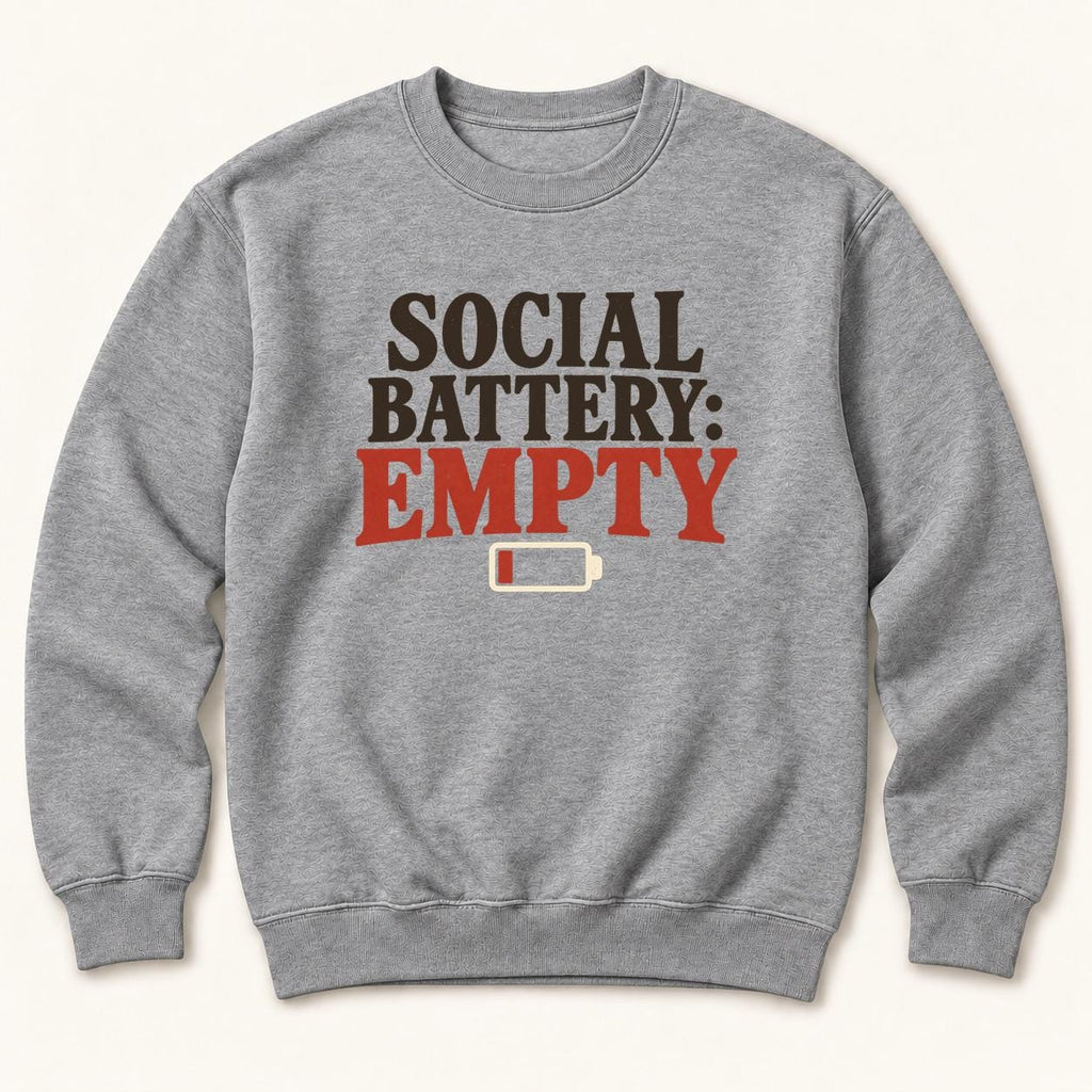 Social Battery: Empty — garment mockup or size chart