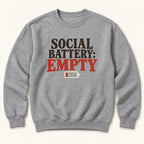 Social Battery: Empty — garment mockup or size chart