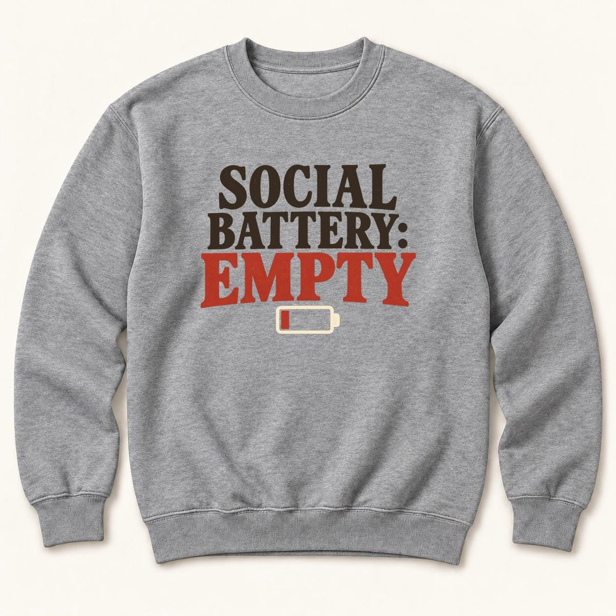 Social Battery: Empty — garment mockup or size chart