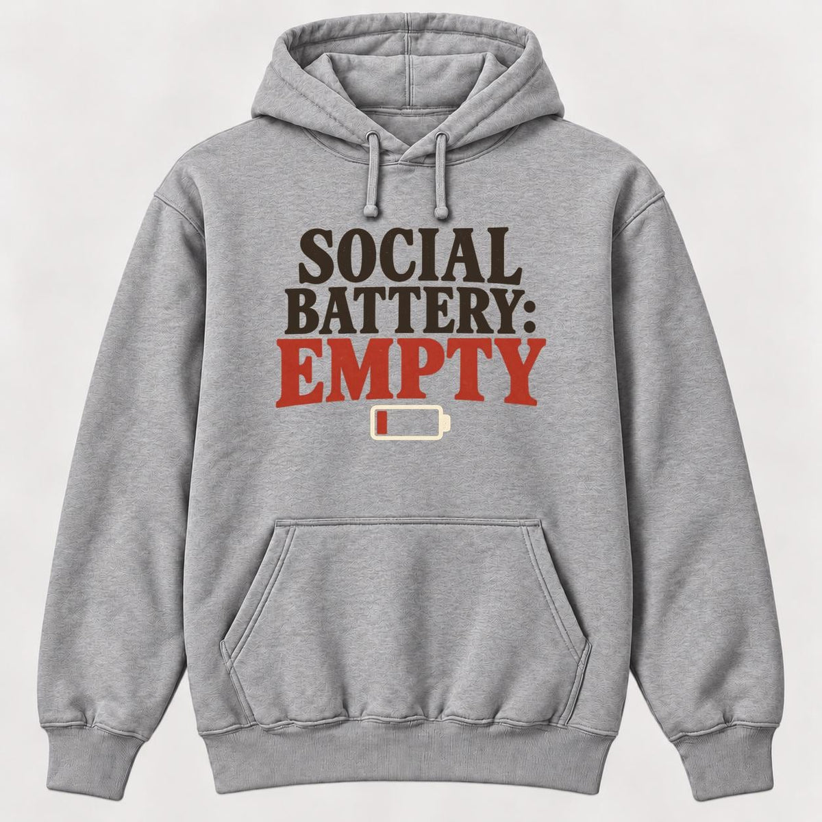 Social Battery: Empty — garment mockup or size chart