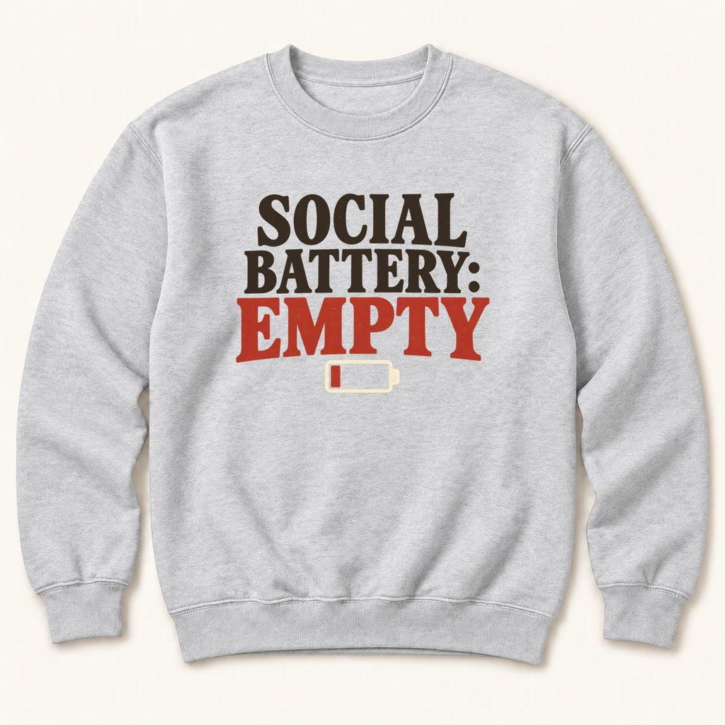 Social Battery: Empty — garment mockup or size chart