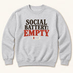 Social Battery: Empty — garment mockup or size chart