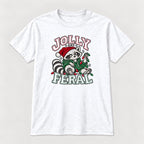 Jolly and Feral Outline Raccoon Christmas — garment mockup or size chart