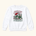 Jolly and Feral Outline Raccoon Christmas — garment mockup or size chart