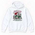 Jolly and Feral Outline Raccoon Christmas — garment mockup or size chart